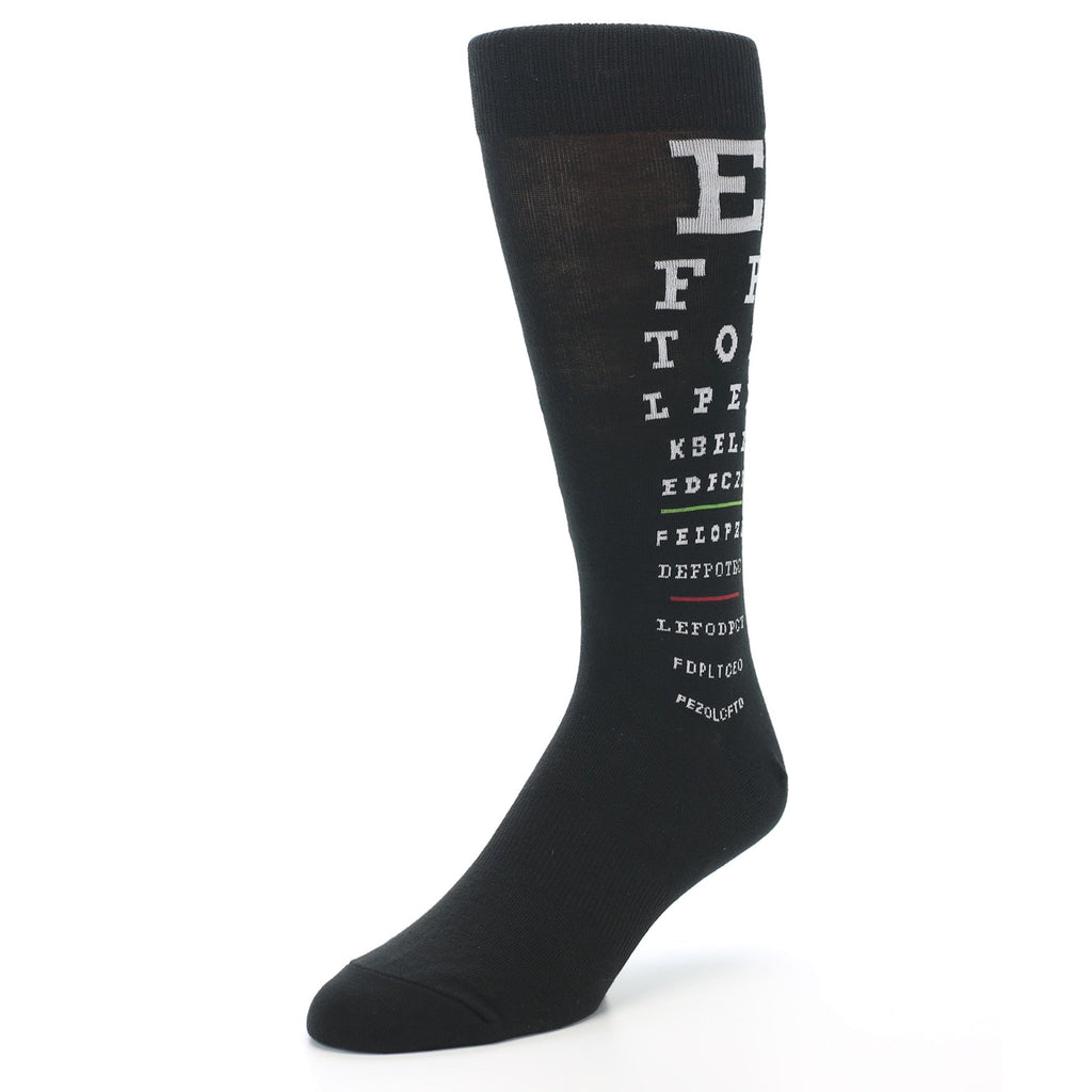 Black White Doctor Eye Chart Men's Dress Socks