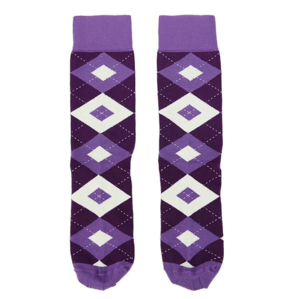 Wisteria Plum Argyle Wedding Groomsmen Men’s Dress Socks