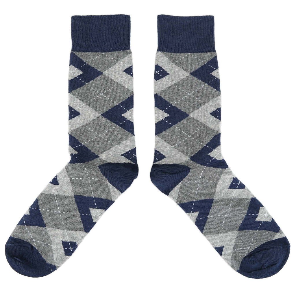 Navy Gray Argyle Men’s Dress Socks Made in USA