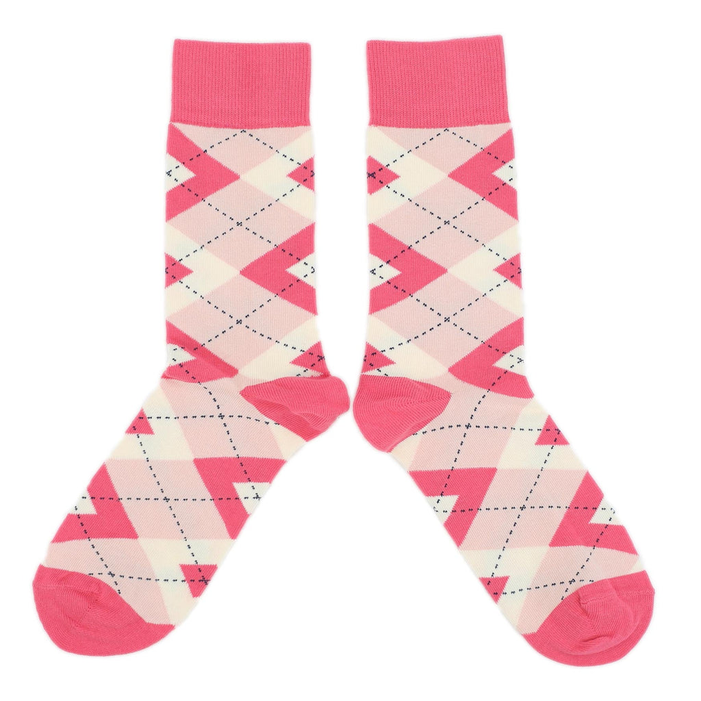 Guava Bellini Pink Argyle Wedding Groomsmen Men’s Dress Socks