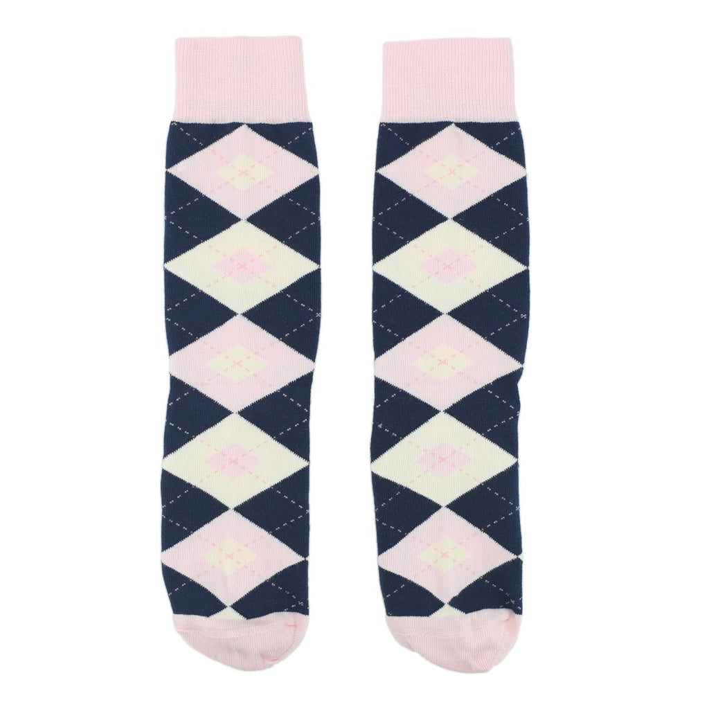 Customizable Groomsmen Gift Set Petal Pink Blush Navy Argyle Men’s Dress Socks