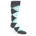 Pool Blue Gray Argyle Men’s Dress Socks