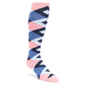 Pink Blue Navy Argyle Men's Over-the-Calf Dress Socks