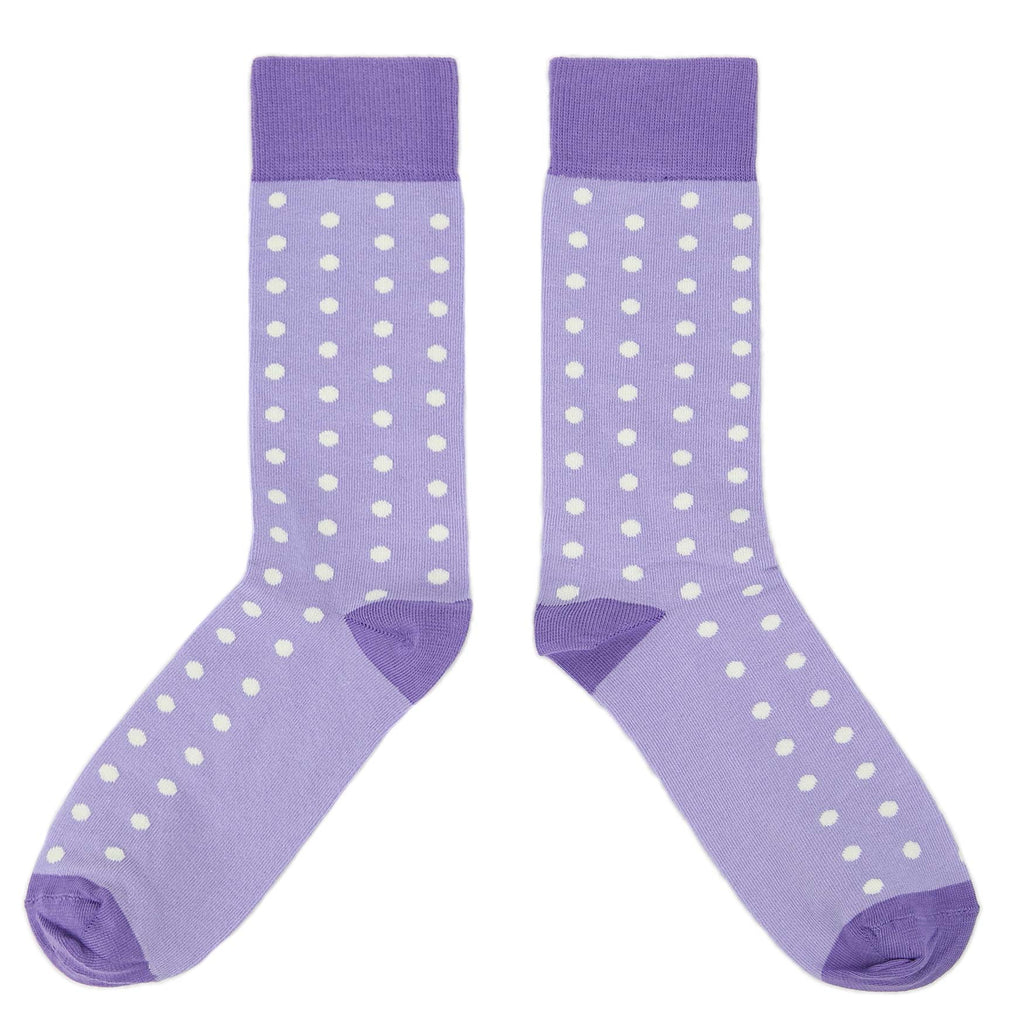 Customizable Groomsmen Gift Set Lilac Iris Tahiti Polka Dot Men's Dress Socks
