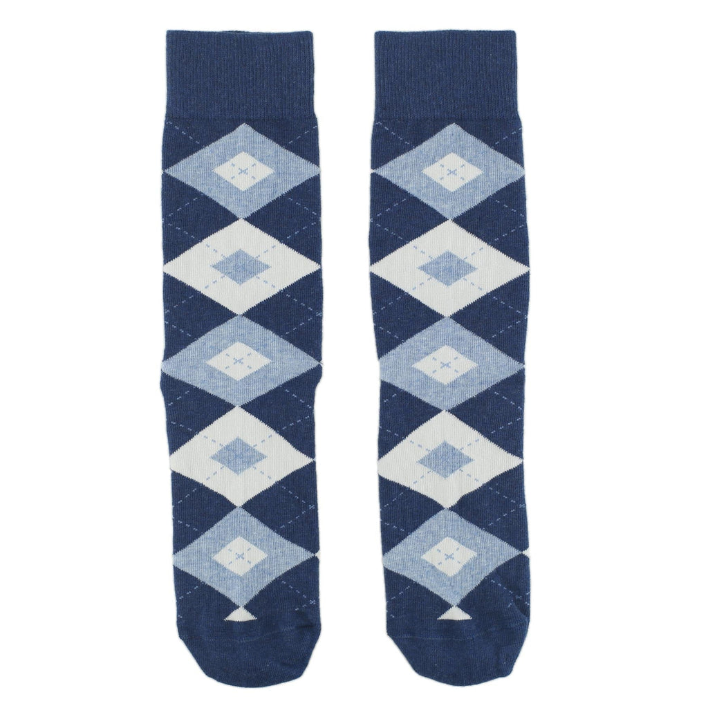 Customizable Groomsmen Gift Set Heathered Navy Argyle Men’s Dress Sock