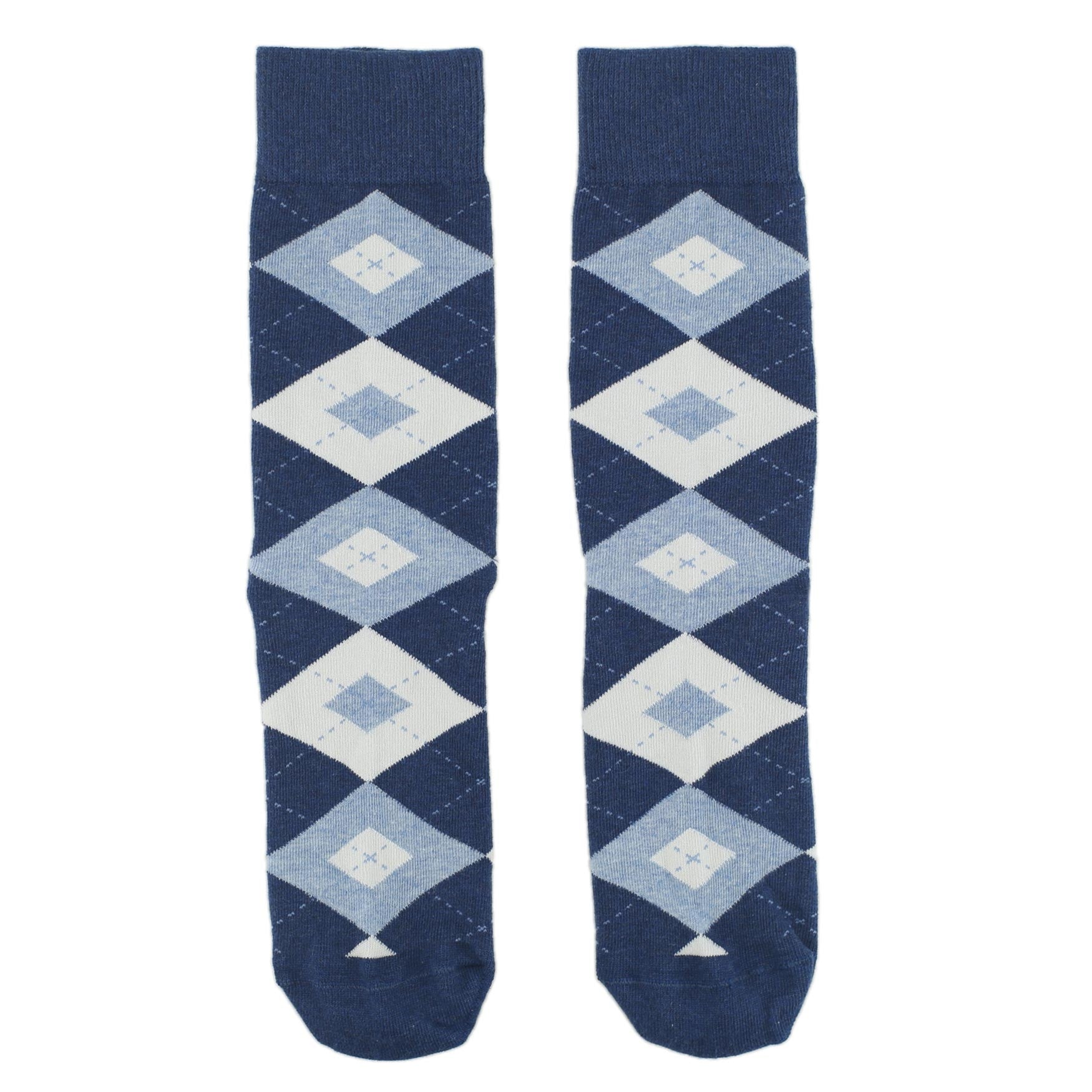 Customizable Groomsmen Gift Set Heathered Navy Argyle Men’s Dress Sock