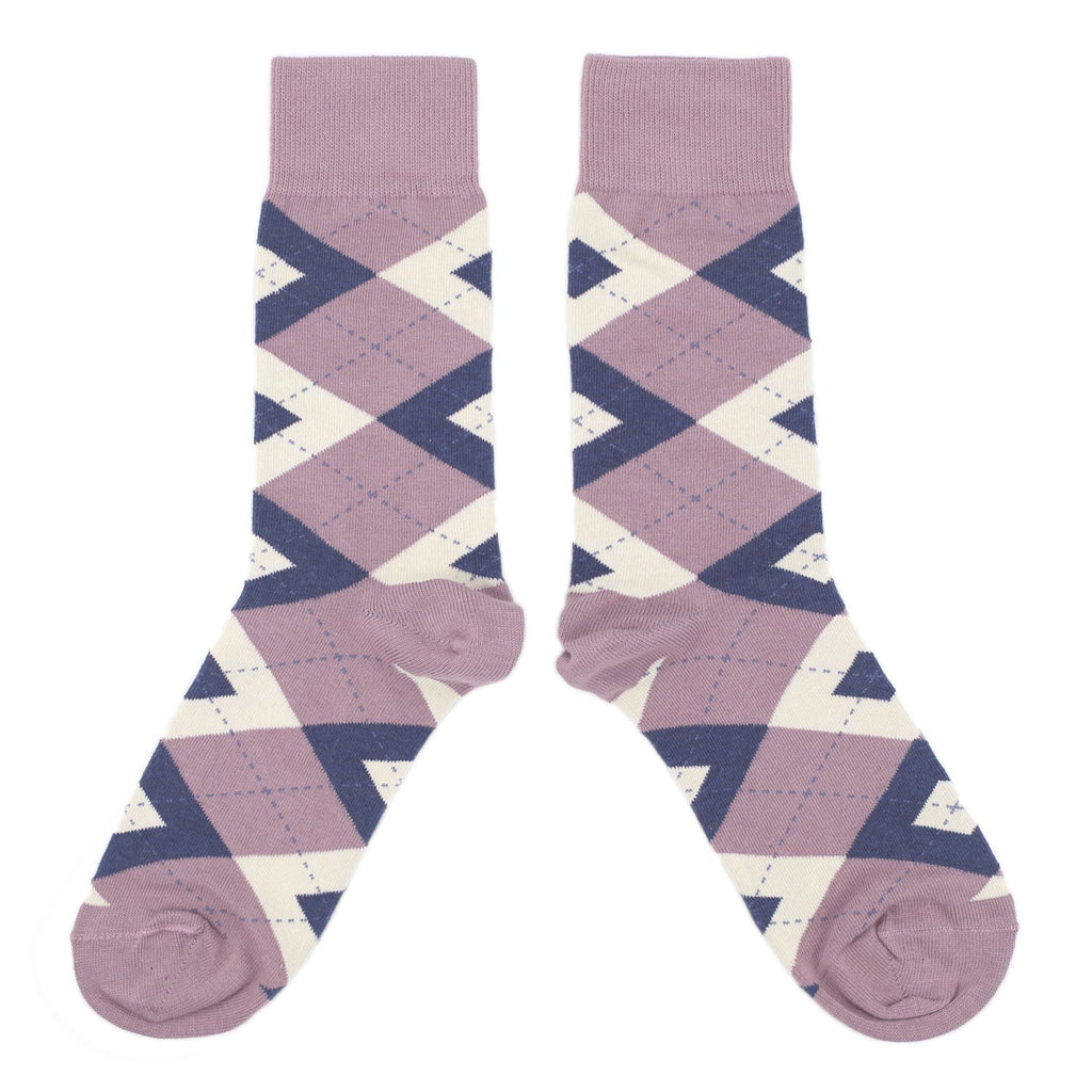 Customizable Groomsmen Gift Set Desert Rose Navy Argyle Men’s Dress Socks