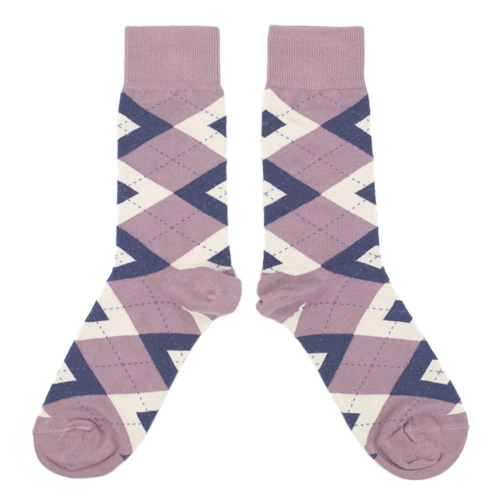 Customizable Groomsmen Gift Set Desert Rose Navy Argyle Men’s Dress Socks