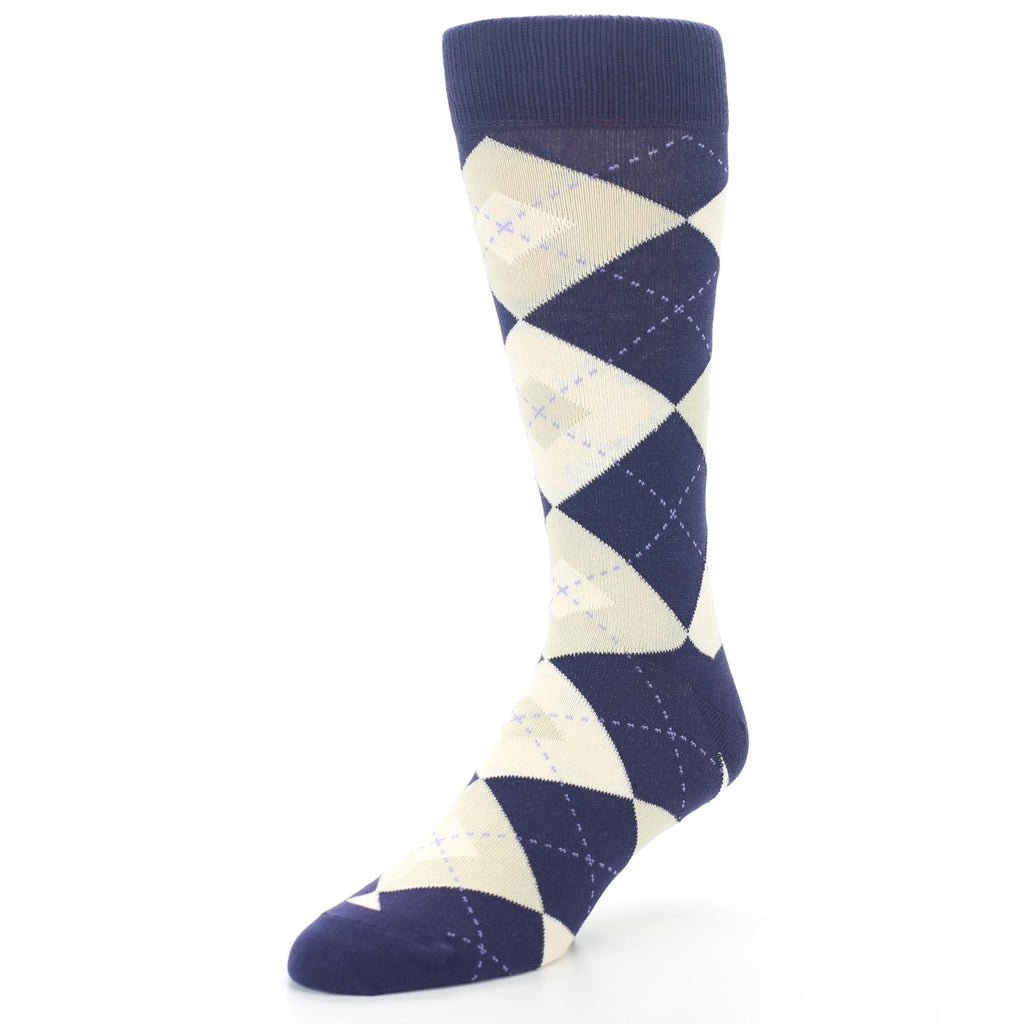 Lapis Purple Champagne Argyle Men's Dress Socks