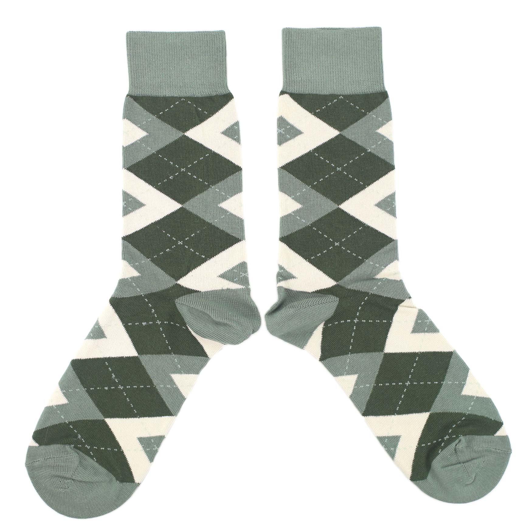 Olive Green Argyle Socks - Men's Dress Socks