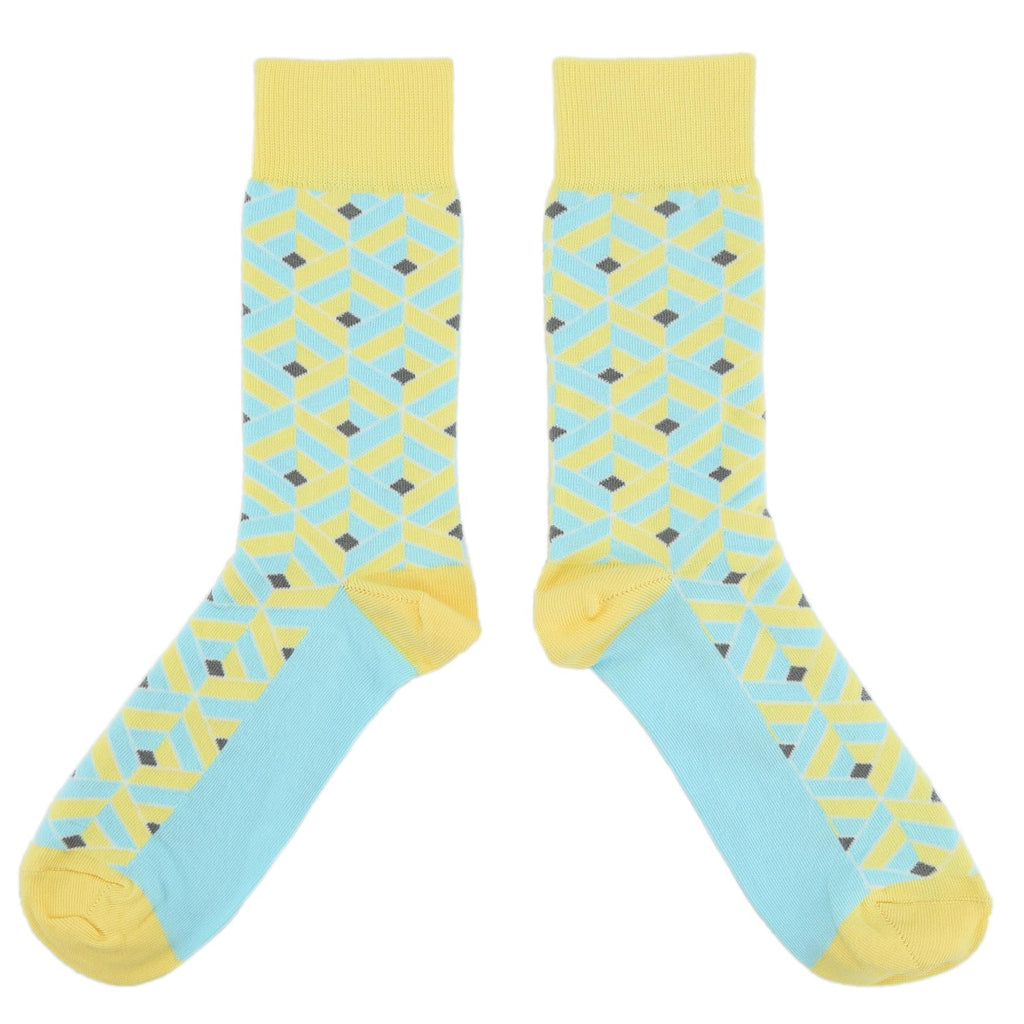 Yellow Blue Box Optical Men's Dress Socks