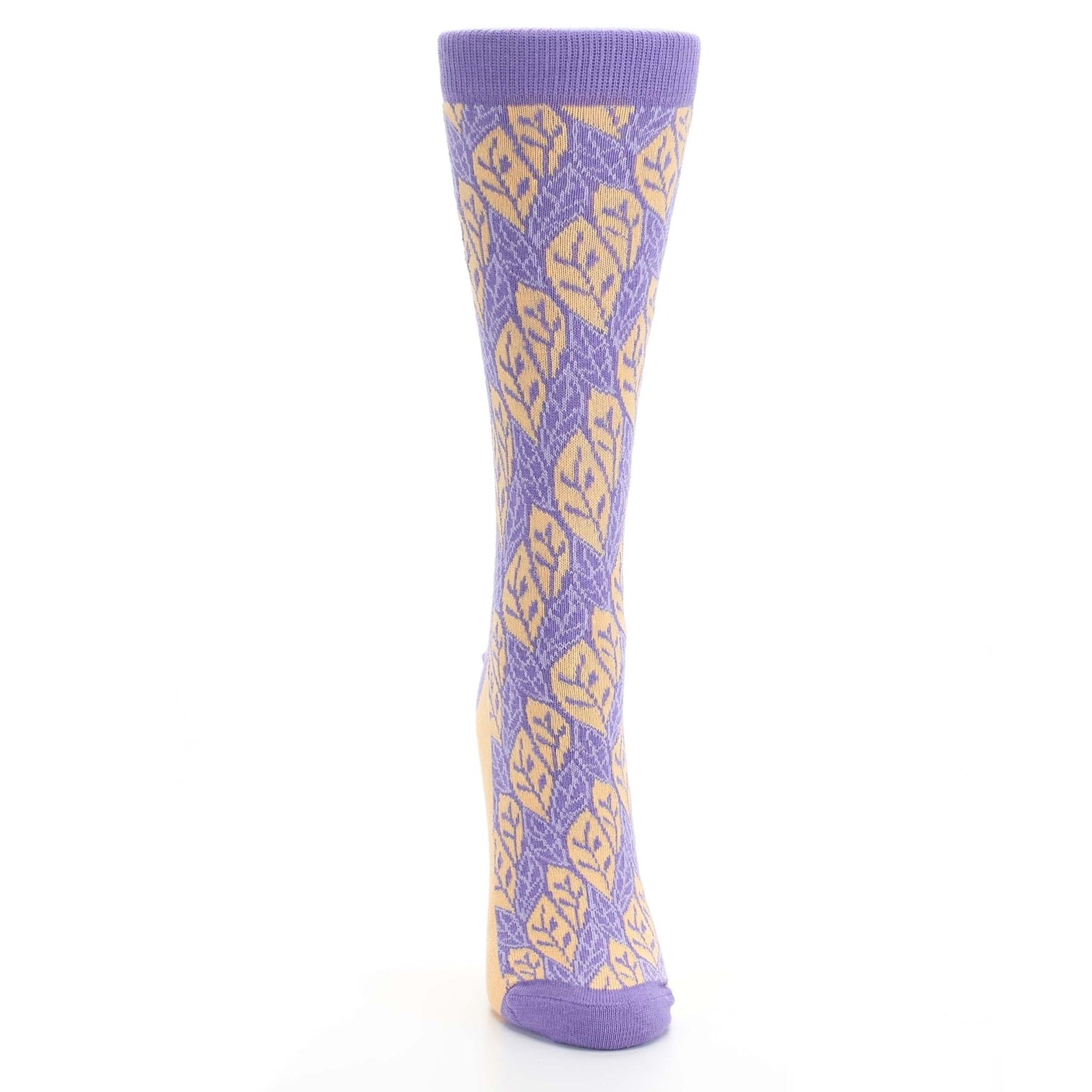Purple Orange Leaf Pattern Women's Dress Socks