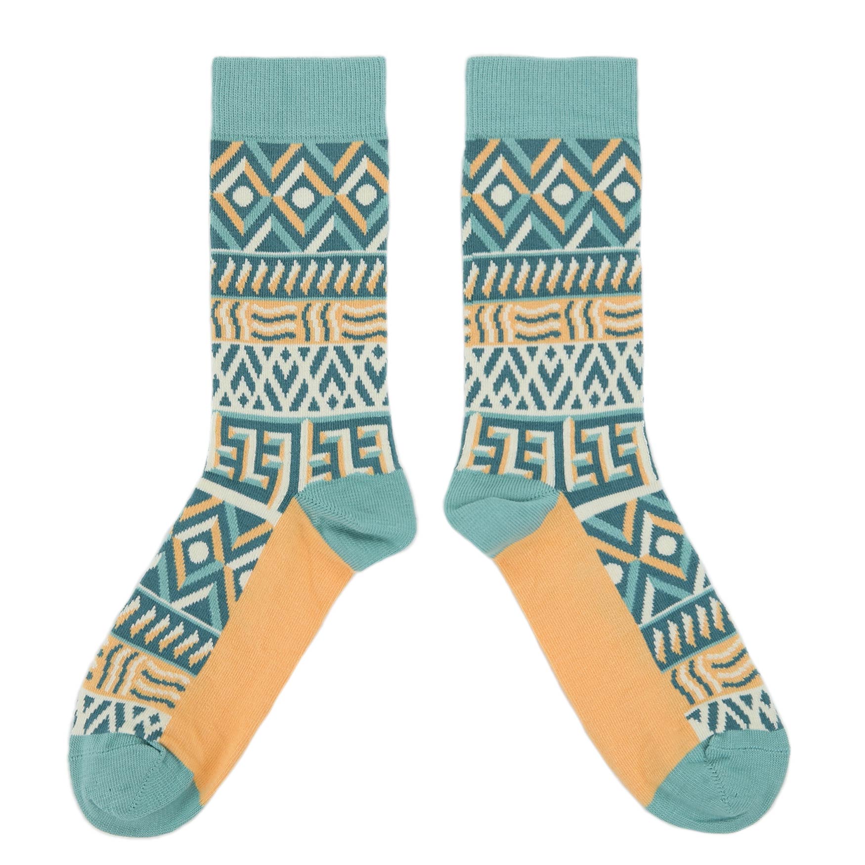 Green Orange Tribal Pattern Women's Dress Socks