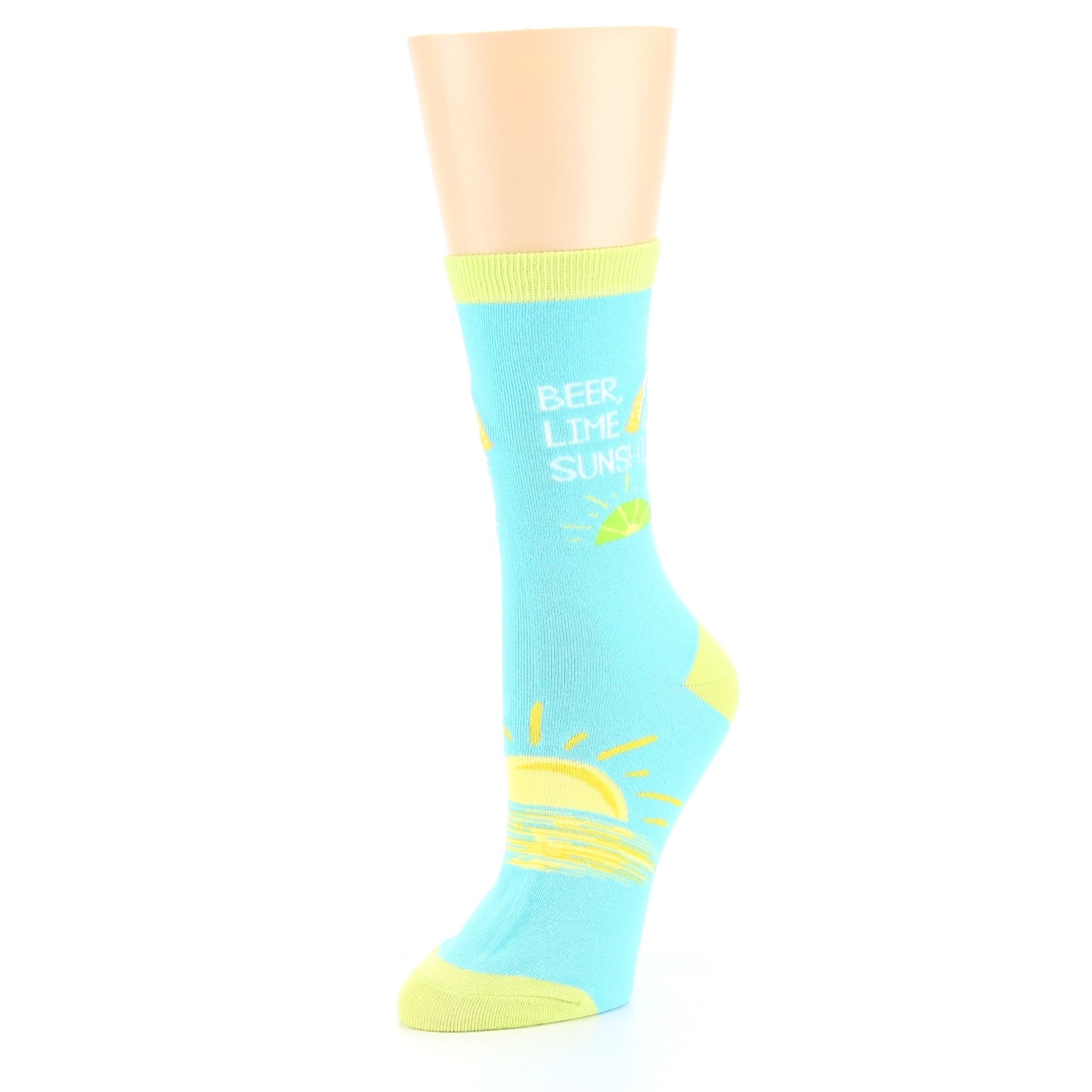 Blue Lime Sunshine Beer Socks - Women's Novelty Socks