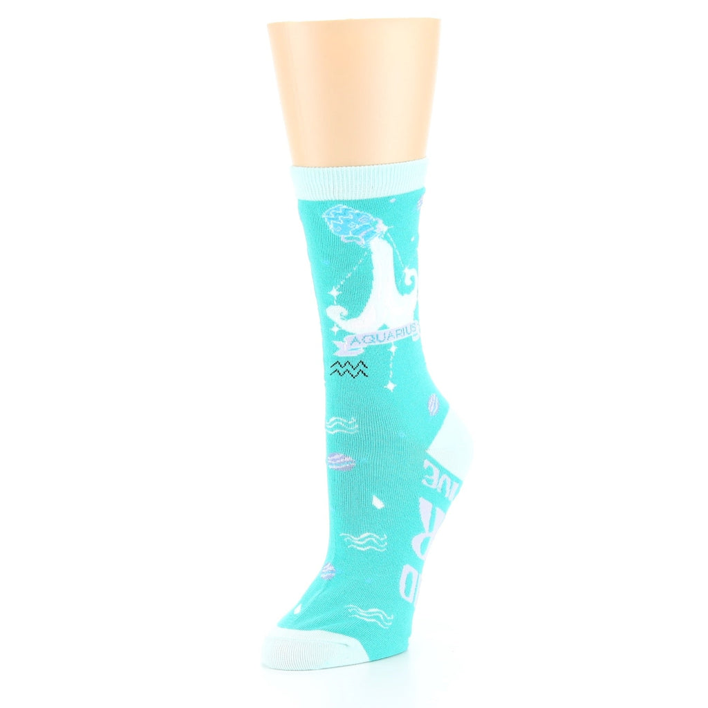 Turquoise Aquarius Zodiac Sign Socks - Women's Novelty Socks