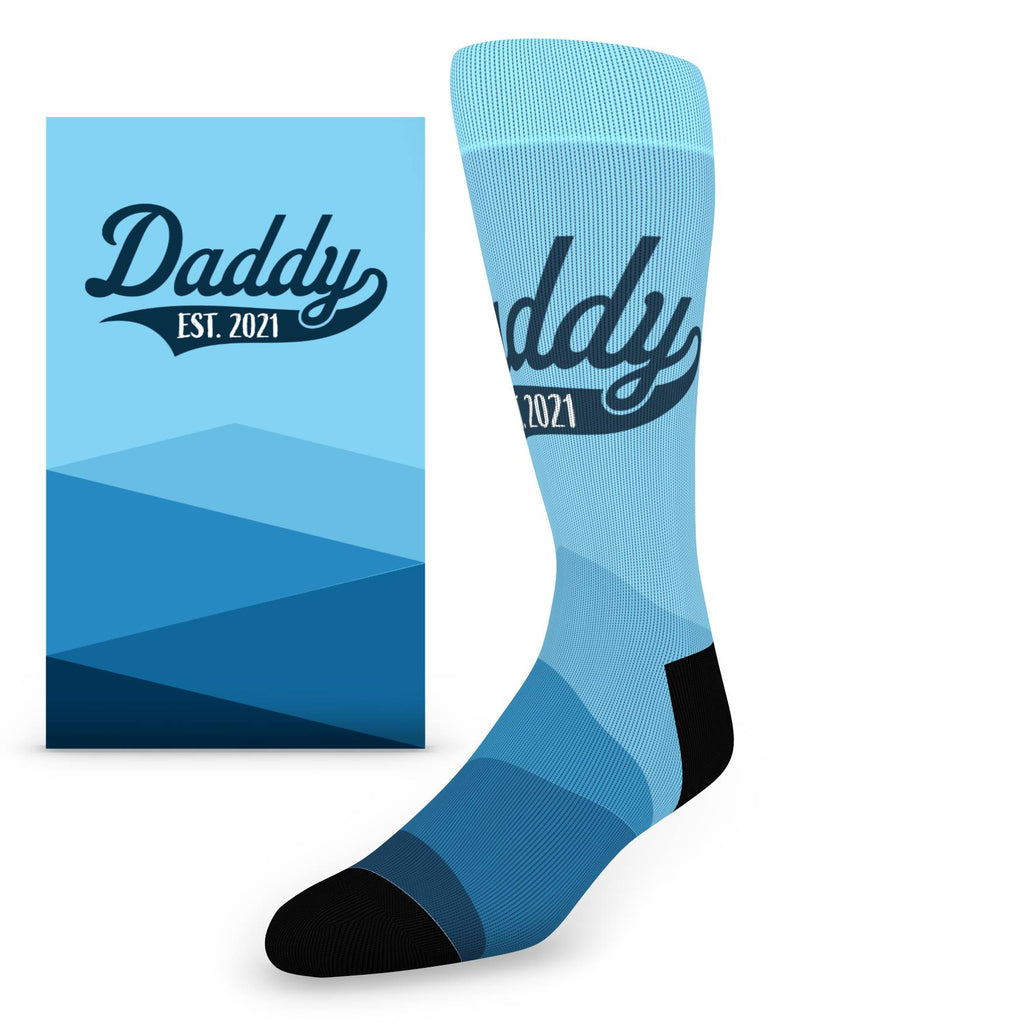 Blue Daddy Established Date Custom Socks - Men's Custom Socks
