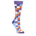 Purple Orange Blue Checker - USA Made - Women's Novelty Socks