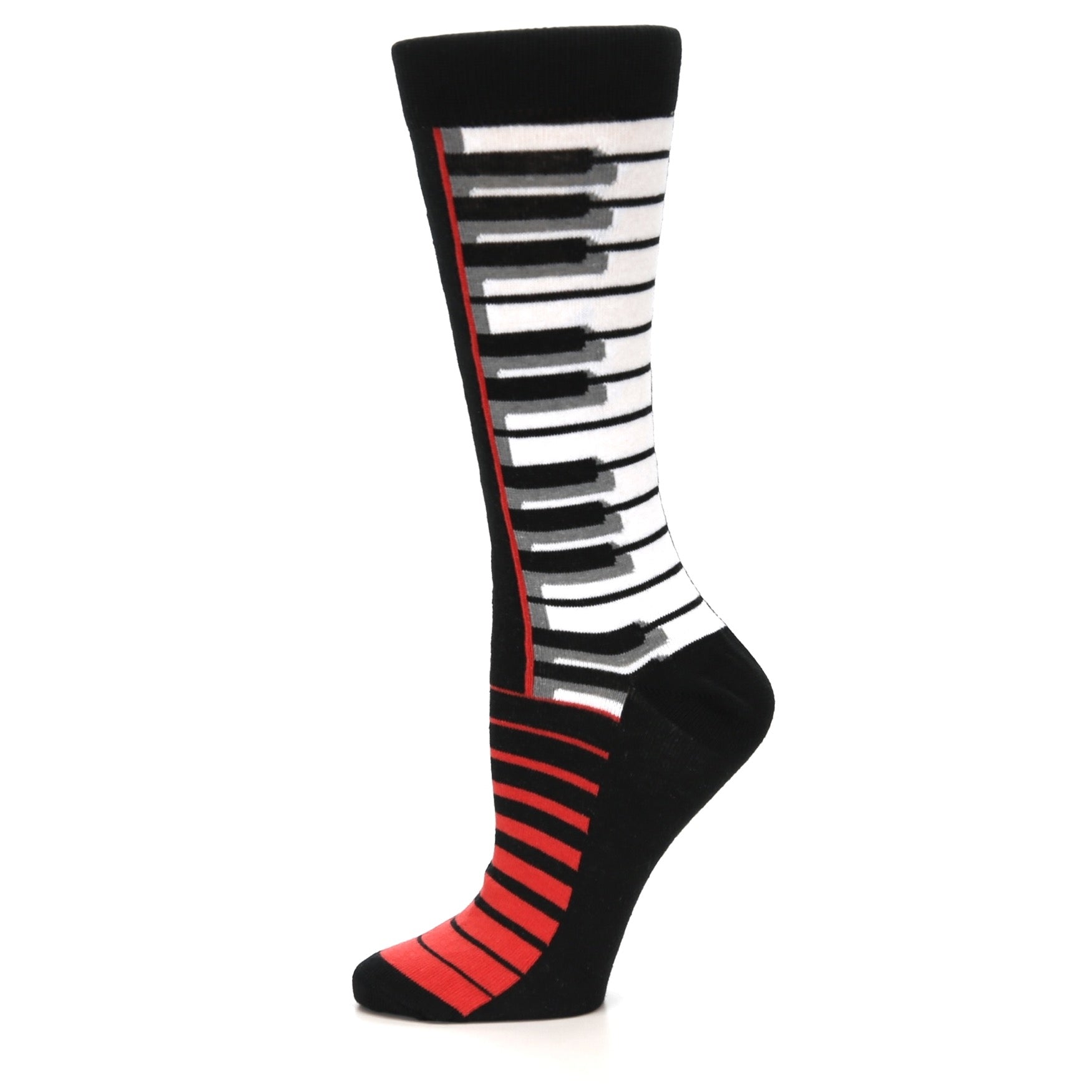 Black White Piano Keys Music - USA Made - Women's Novelty Socks