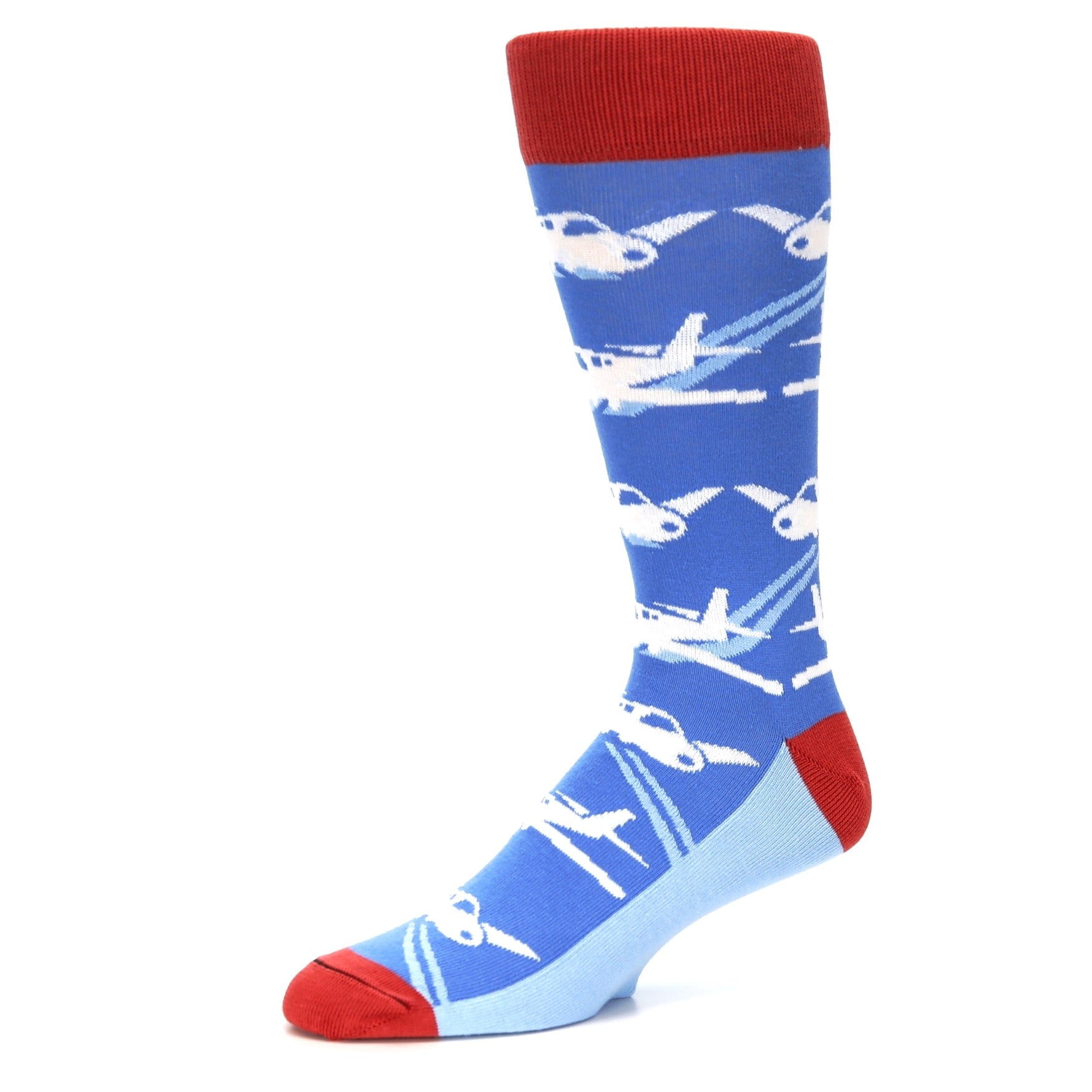 Blue Land the Plane  - USA Made - Men's Dress Socks