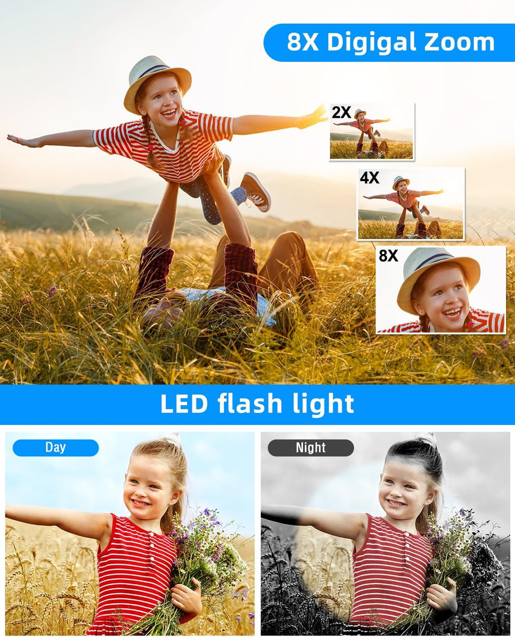 Video Camera Camcorder Full HD 2.7K 36.0 MP with 16GB SD Card